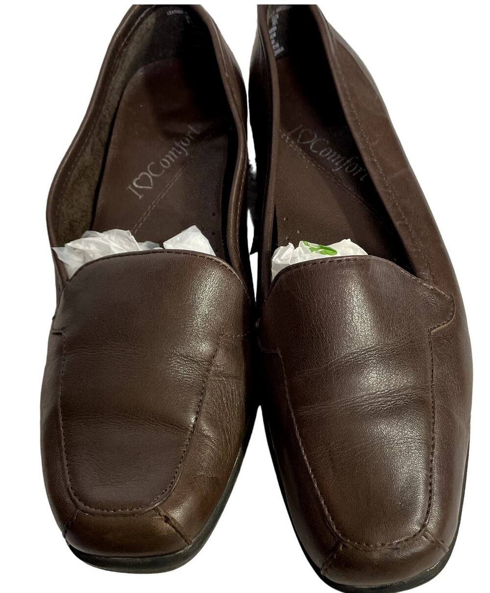 Vintage I Love Comfort Size 6 Brown Leather Loafers shoes 1/2" heel soft